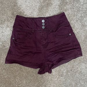 High-waisted jean shorts